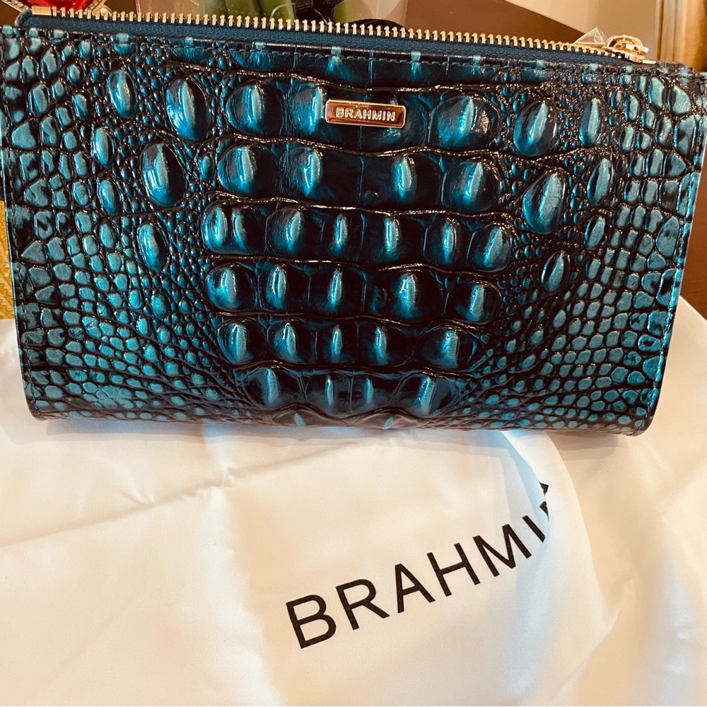 Brahmin Turquoise Embossed Clutch